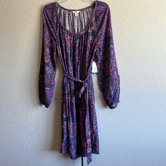 Terra & Sky Women's Boho Paisley  Shirred Mini Dress Plus Size 0X (14W) - Picture 5 of 14